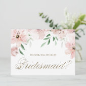 Mauve Pink Floral WIll You be My Bridesmaid Card Einladung (Stehend Vorderseite)