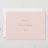 Mauve Pink Floral WIll You be My Bridesmaid Card Einladung (Rückseite)