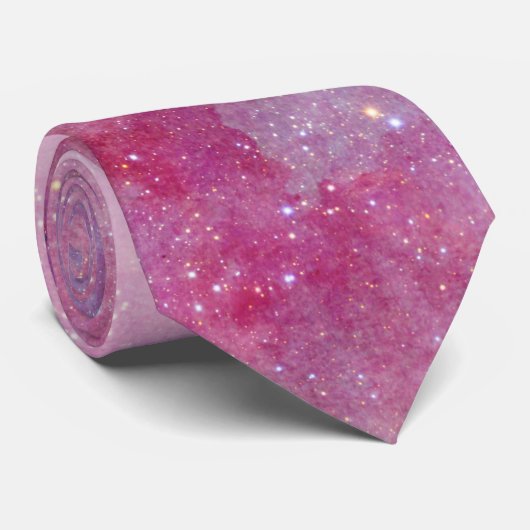 Mauve Pink Galactic Starry Sky Krawatte (Gerollt)