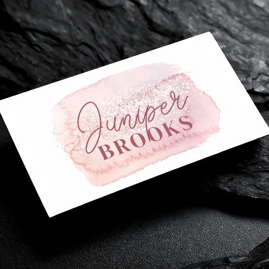 Mauve Pink Glitzer Social Media QR-Code Visitenkarte