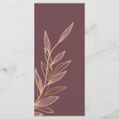 Mauve Pink Gold Leaf Wedding Event Menü Karte (Rückseite)
