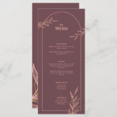 Mauve Pink Gold Leaf Wedding Event Menü Karte (Vorne/Hinten)