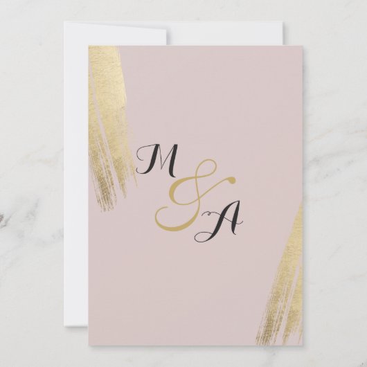 Mauve Pink Gold Pinselstriche Kalender Gerettet Save The Date (Rückseite)