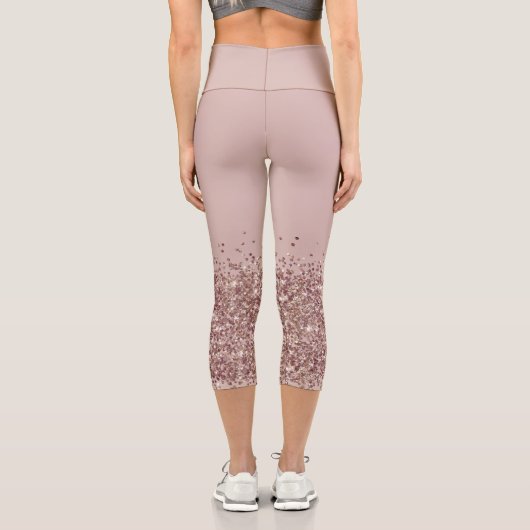 Mauve Pink Imitats Glitzer Yoga Pants Capri Leggings (Rückseite)