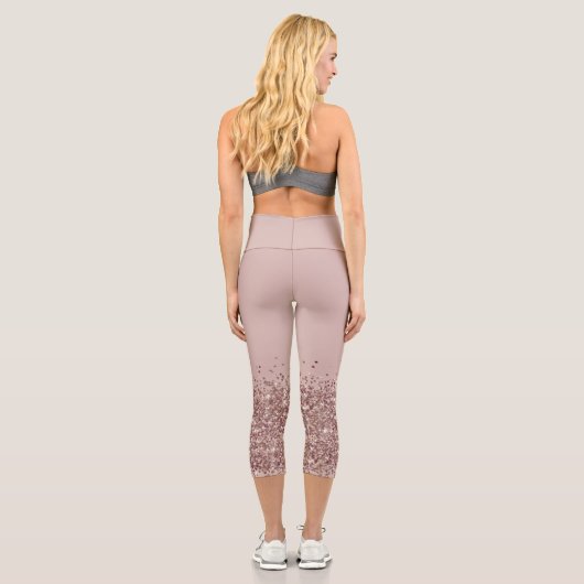 Mauve Pink Imitats Glitzer Yoga Pants Capri Leggings (Rückseite)