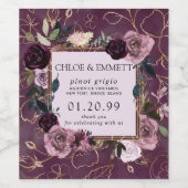 Mauve Pink, Lila goldene Blüte Weinetikett (Einzelnes Label)