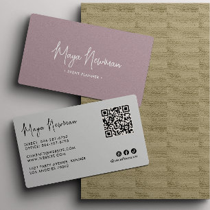 MAUVE PINK Moderne Elegante Minimal QR Code kreati Visitenkarte