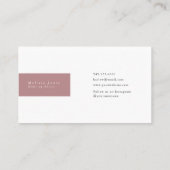 Mauve Pink Monogram Initial Elegant Minimalistisch Visitenkarte (Rückseite)