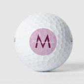 Mauve Pink Name und Modernes Monogramm Golfball (Vorderseite)