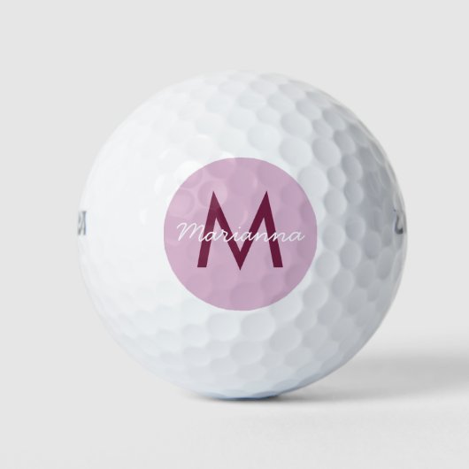 Mauve Pink Name und Modernes Monogramm Golfball (Vorderseite)