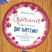 Mauve Pink, Navy Blue Bat Mitzvah Einladung