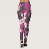 Mauve Pink Paint Spritzer Camouflage Leggings (Rückseite)