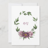 Mauve Pink Peonies Grüne Empfang Einladung (Rückseite)