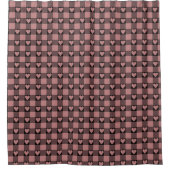 Mauve Pink Schwarzes Büffelherz Kariert Duschvorhang (Vorderseite)