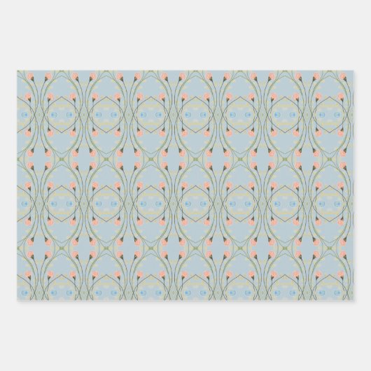 Mauve Pink und Blau Geschenkpapier Set (Vorderseite 3)