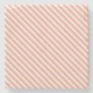 Mauve Pink und Ecru, Stripes Square Untersetzer
