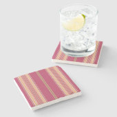 Mauve Pink und Ecru, Stripes Square Untersetzer (Seitenansicht)