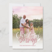 Mauve Pink und White Foto Weihnachtskarte Einladung (Vorderseite)