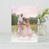 Mauve Pink und White Foto Weihnachtskarte Einladung (Stehend Vorderseite)