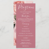Mauve Pink und White Pink Roses Hochzeitsprogramme Menükarte (Vorne/Hinten)