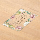 Mauve Pink und White Roses Blumenzeremonie Acryleinladungen (Ablage )