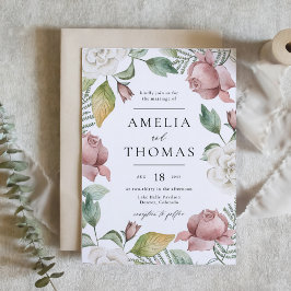 Mauve Pink und White Roses Blumenzeremonie Einladung