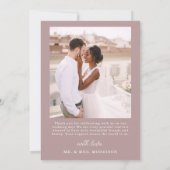 Mauve Pink Vier Foto Collage Script Hochzeit Dankeskarte (Rückseite)