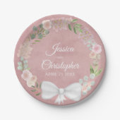 Mauve Pink Watercolor Blumenzeremonie Pappteller (Vorderseite)
