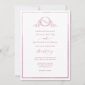 Mauve Pink Watercolor Elegante Monogram Wedding Einladung (Vorderseite)