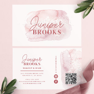 Mauve-Pinkes QR-Code-Social-Media-Glitter Visitenkarte