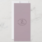 Mauve Plum Monogram Wedding Long Menu Einladung (Rückseite)