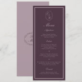 Mauve Plum Monogram Wedding Long Menu Einladung (Vorne/Hinten)