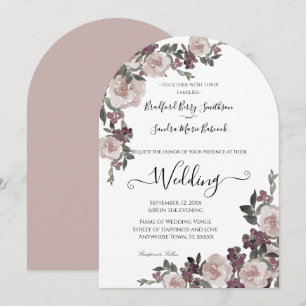 Mauve Plum Watercolor Floral Wedding Einladung