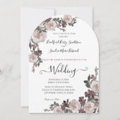 Mauve Plum Watercolor Floral Wedding Einladung (Vorderseite)