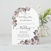 Mauve Plum Watercolor Floral Wedding Einladung (Stehend Vorderseite)