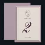 Mauve Plum Wedding Table Number Einladung<br><div class="desc">Mauve Plum wedding table number for a sophisticated Old Money wedding reception. This elegant mauve and deep plum table number reflects timeless European estate aesthetics and classic luxury stationery style, perfect for a romantic traditional bride. Ideal for vineyard weddings, historic estates, and elegant fall receptions. Style with gold table frames,...</div>