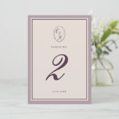 Mauve Plum Wedding Table Number Einladung (Stehend Vorderseite)