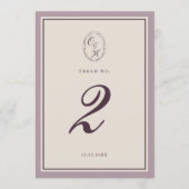Mauve Plum Wedding Table Number Einladung (Vorderseite)