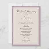 Mauve Plum Wedding Weekend Itinerary Card Einladung (Vorderseite)