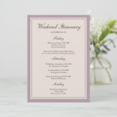 Mauve Plum Wedding Weekend Itinerary Card Einladung (Stehend Vorderseite)