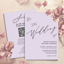 Mauve QR Code in einem eleganten Skript Hochzeit