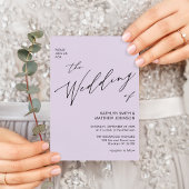 Mauve QR Code in einem eleganten Skript Hochzeit Einladung