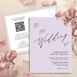 Mauve QR Code in einem modernen Skript Hochzeit Einladungspostkarte<br><div class="desc">Eleganter Mauve QR Code in einem modernen Skript einfach Minimalistische Hochzeitseinladung Postcard. Feiern Sie Ihren besonderen Tag mit dieser eleganten und wunderschönen Einladungskarte für Ihre Hochzeit, um Ihren besondere Anlass zu verschönern. Alle Texte sind so vorbereitet, dass Sie sie einfach und schnell mit Ihren eigenen Details personalisieren können. Wenn Sie...</div>