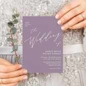 Mauve QR Code in einem modernen Skript Hochzeit Einladungspostkarte