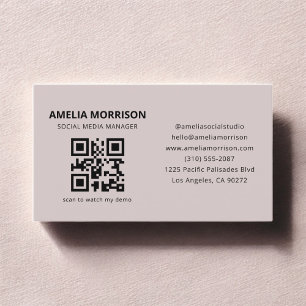 Mauve QR-Code Minimalistisch Beruflich Visitenkarte
