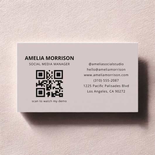 Mauve QR-Code Minimalistisch Beruflich Visitenkarte