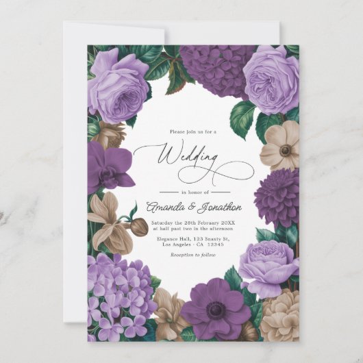 Mauve Quartz, Dusty Plum & Latte Beige Wedding Einladung (Vorderseite)