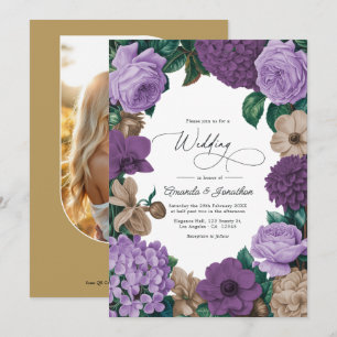 Mauve Quarz, Staubiges Pflaumen & Latte-Beige Hoch Einladung