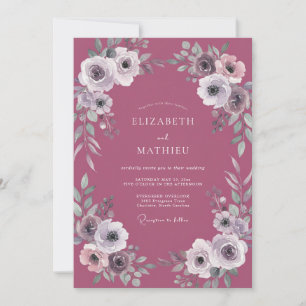 Mauve Ranunculus Blatt-Hochzeit Einladung