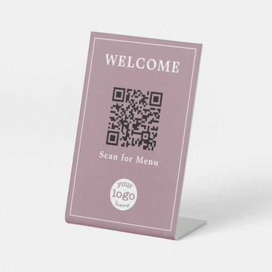 Mauve Restaurant Café Menü QR Code Business-Logo Sockelschild (Vorderseite)